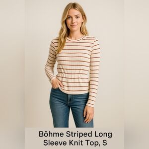 Bohme S Small Knit Top Long Sleeve Cream Base With Stripes